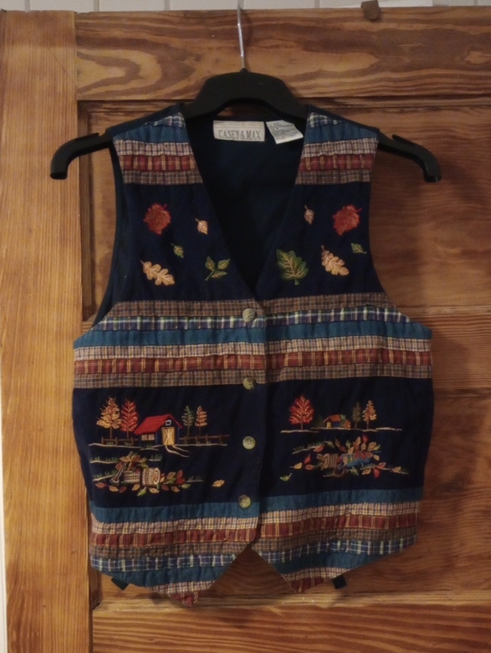 90's Embroidered Fall Leaves Vest